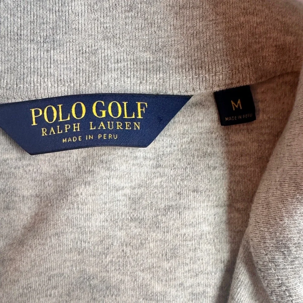 Polo Golf Ralph Lauren Sweater Vest Gray 1/4 Zip 100% Cotton Peru Mens‎ Medium
